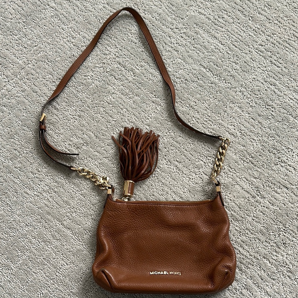 Michael Kors Brown Crossbody Bag with Tassel Detail